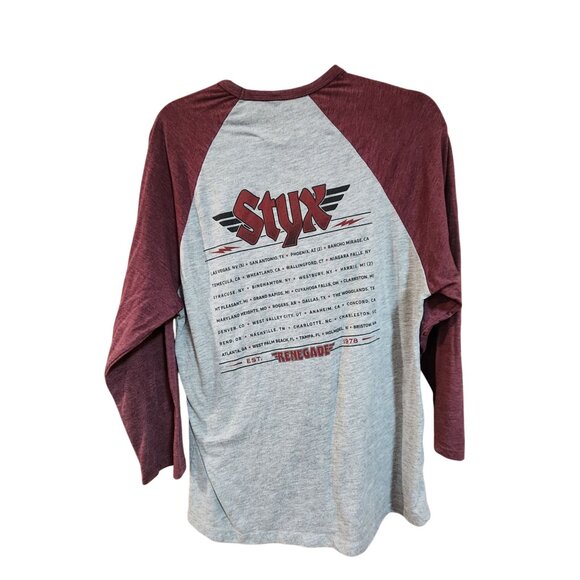 Styx Renegade Raglan Baseball Tee Shirt Gray & Burgundy Long Sleeve L - Picture 2 of 4